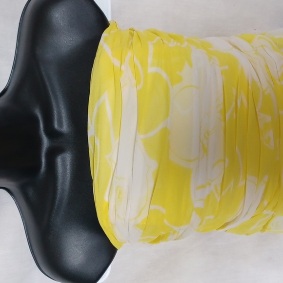 Banana Republic Silk Yellow & white Strapless Dress size 8 - Picture 2 of 7